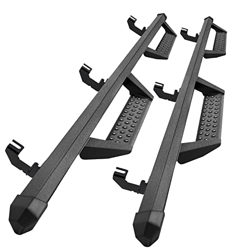 SMANOW 3-Step Running Boards For 2007-2018 Jeep Wrangler JK 4-Door - Black Powder Coat, Carbon Steel