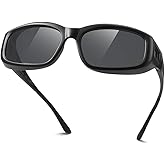 Meeloog Polarized Sports Sunglasses Fit Over Glasses for Men Women, Wrap Around UV Protection Shades Driving Cycling Fishing
