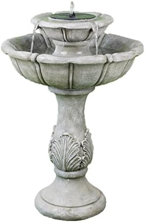 2 Tier Fountain Birdbath with solar pannel LED and fountain