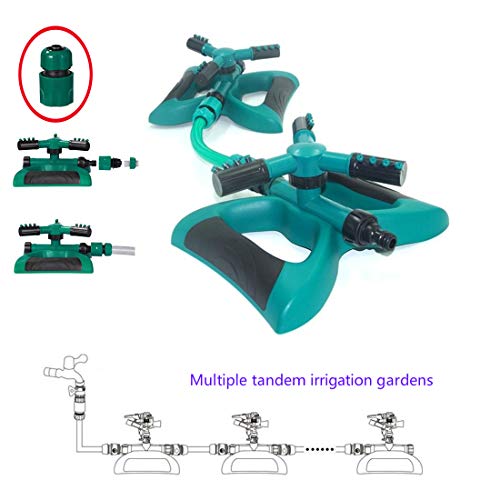 711TEK Garden Sprinkler Automatic Lawn Sprinkler Water Sprinkler Lawn Irrigation System 360 Degree Rotating Adjustable Oscillating Sprinkler for Garden Lawn Yard Kids (Sprinkler with Extra Head)