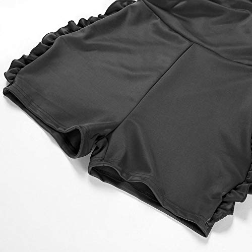 Desirepath Women Summer Strapless Tube Top Ruffled Bodycon Jumpsuit Short Pant Rompers Playsuit (M, Black)