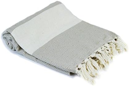 INDULGE Peshtemal Fishbone Pattern - Multifunctional Flat Woven Turkish Towel - a Throw - Blanket - Pareo - Sarong - Beach Towel - Yoga Mat (100% Cotton) (1, beige)