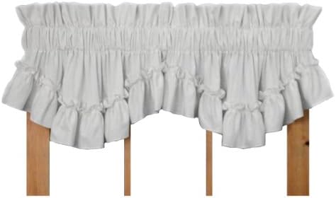 Stephanie Country Style Ruffle Shaped Valance Curtain - 3 Inch Rod Pocket, White