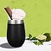 Unbreakable&Durable Stemless Wine Glasses Insulated Wine Tumbler with Lid,12oz Stainless Steel Double Wall Travel Vacuum Cup,Heat Insulation Cold Insulation for Coffee,Wine,Cocktails,Ice Cream(Black)