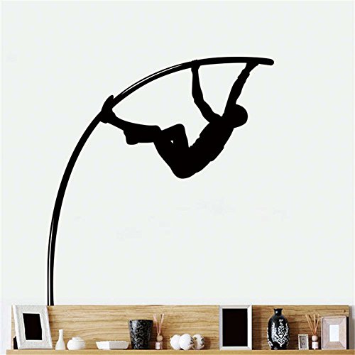 BIBITIME Sport Pole Vault Wall Sticker for Boyfriend Valentines Day Gift Sportsman Athlete Silhouette Vinyl Decal Living Room Bedroom Kids Room Decor Home Art PVC Murals