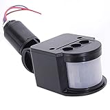 SODIAL LED Security Light Infrared PIR Motion Sensor detector outdoor wall Lamp Black