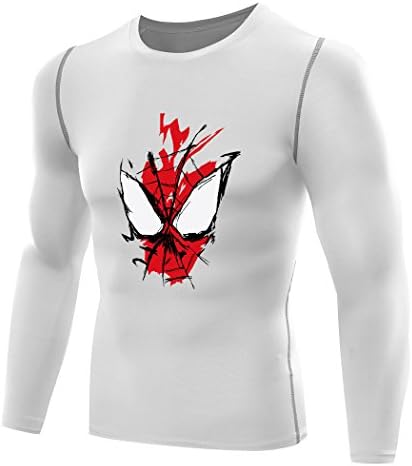 HJGBEDS Spider man Men Tee Shirts Compression Tops Small White