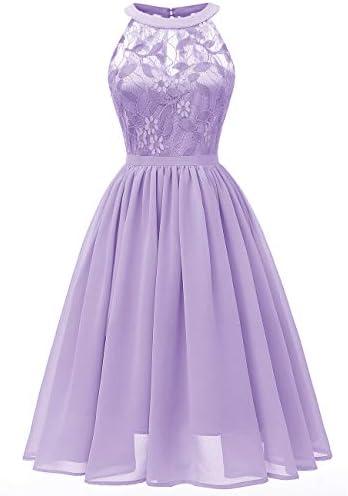 Kalin L Women Crochet Half Sleeve Lace Top Chiffon Wedding Bridesmaid Gown Prom Dress