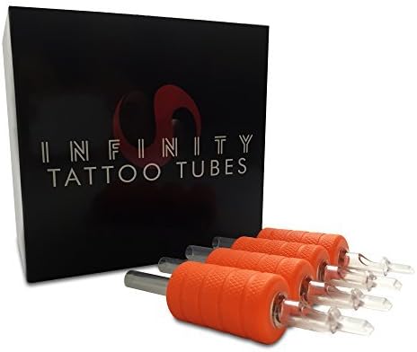 Infinity Tattoo Disposable Tubes Box of 20 Pcs - One Inch Silicone Grip and Hard Plastic Tips - Premium Quality Tattoos Supplies Tubes to Fit Your Tattooing Needles (15FT) by Infinity Tattoo Needles