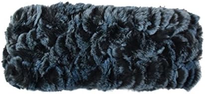 Blue Grey Reversable Rabbit Fur/Cable Knit Kids Ear Muffler Head Wrap - Large