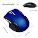 Tsmine Rechargeable Bluetooth Wireless Silent Mouse for PC,Mac and Android OS Tablet(NOT for iPhone or iPad),3 Adjustable DPI,6 Buttons - Blue