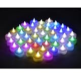 Instapark® LCL-C48E Battery-powered Flameless Color-changing LED Tealight Candles, Four Dozen Pack With 48 Extra Batteries