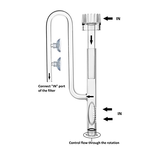 JARDLI Glass Lily Pipe Inflow with Surface Skimmer for Aquarium Planted Tank (17mm for 16/22mm (5/8'' i.d.) tubing) - Thumbnail 5