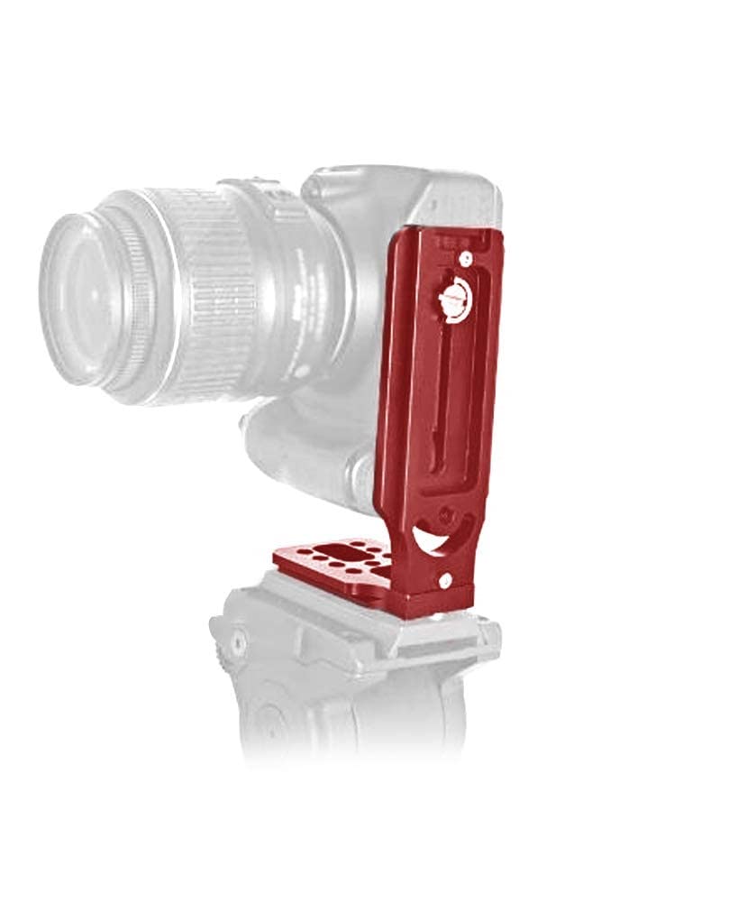 Camera Quick Release Plate, Universal Metal L-Shape Quick Release with Hot Shoe Mount for Hydraulic Ballhead SLR Camera, Camera Battery L Bracket(Red)