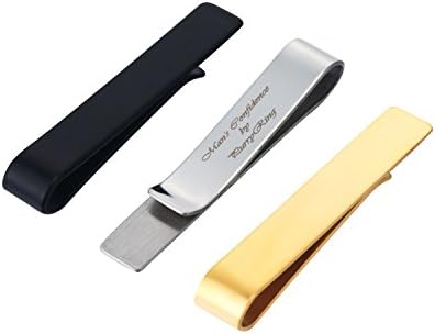 Tie Clip 3 Piece Gift Boxed - 1.9 Inches Stainless Steel Silver, Black & Gold Tie Bar