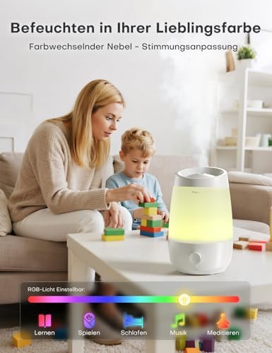 2.5L Luftbefeuchter Schlafzimmer 250ml/h 25H Ätherisches Öl Diffusor