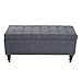 HOMCOM Storage Ottoman, Linen Fabric Button Tufted Storage Bench with Soft Close Lid for Living Room, Entryway or Bedroom, Dark Heather Grey