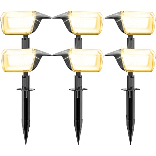 Linkind 60-Led Solarlampen für außen 800Lm, Ultra-lange Leuchtdauer, Warmweiß Solar Gartenbeleuchtung mit intelligentem Entladealgorithmus, IP67 Solar