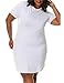 Allegrace Women Plus Size Summer Side Slit Casual Cotton T Shirt Dress White 2X