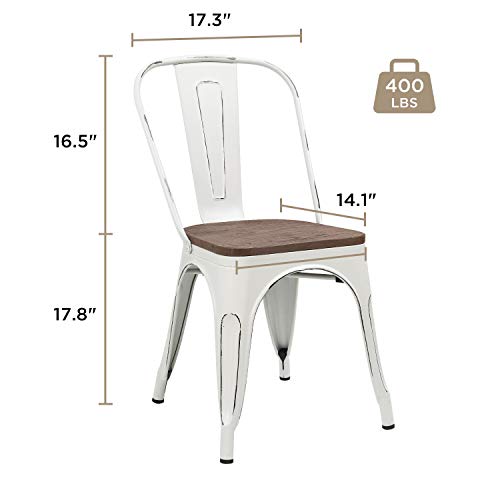 JUMMICO Metal Dining Chair Stackable Industrial Vintage Kitchen Chairs IndoorOutdoor Bistro
