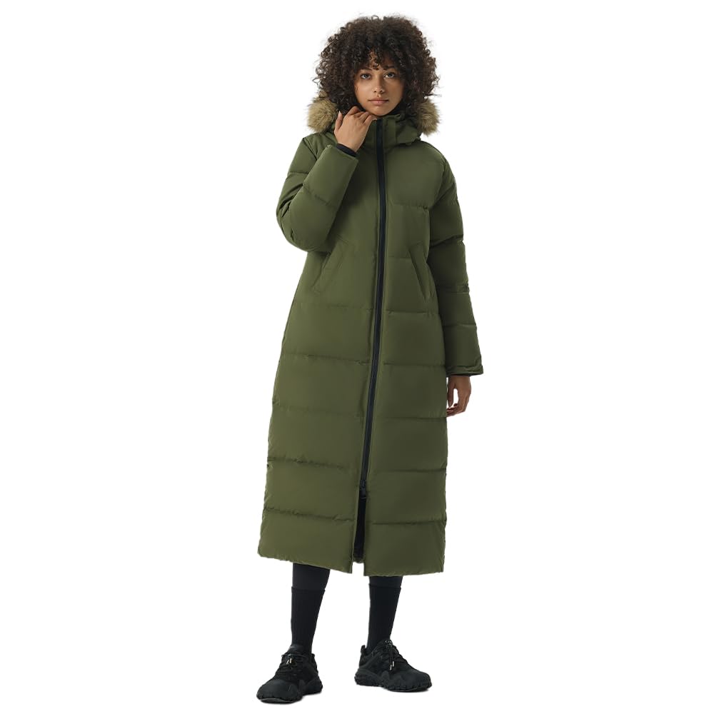 Fitouch Women's Waukee Long Down Parka | 750+ Fill Power Insulation | Maxi Jacket | Water-resistantg Puffer Coat| BalanceWarmer Ratio| Green | Size XS Image