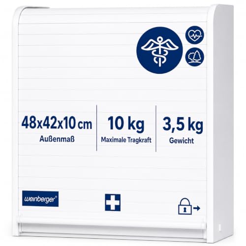 Weinberger Hanging Medicine Cabinet with 14 Compartments for Storing Medicines and First Aid Material, Medicine Cabinet with Child Lock and Blind, Home Medicine Cabinet, Medicine Cabinet in White