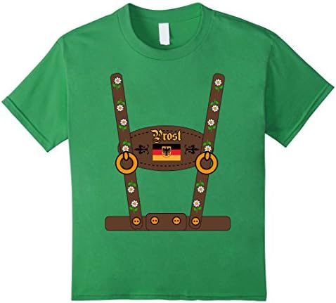 Kids LEDERHOSEN Oktoberfest Beer Party costume German T-Shirt 6 Grass