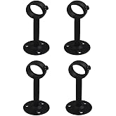 FYTRONDY Black Edition Stainless steel Wardrobe Pipe, Closet Lever Support Rod Holder, Shower Curtain Socket Bracket (1-1/4 I