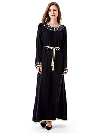 Baya Muslim kaftan dubai long sleeve dress for women Islamic clothing rayon gown jalabiyas
