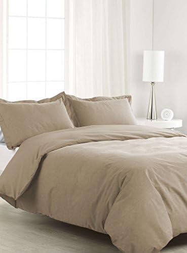 270 Thread Count 3 Piece King Size Duvet Cover Set 100% Egyptian Cotton Premium Quality Solid Pattern Taupe