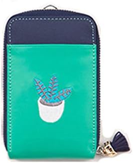 ID Card Holder Zipper Purse Unisex Case Case Wallet with Lanyard Necklace Neck Strap (Green)