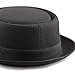 THE HAT DEPOT Black Horn Cotton Plain Porkpie Hat (Medium, Black)