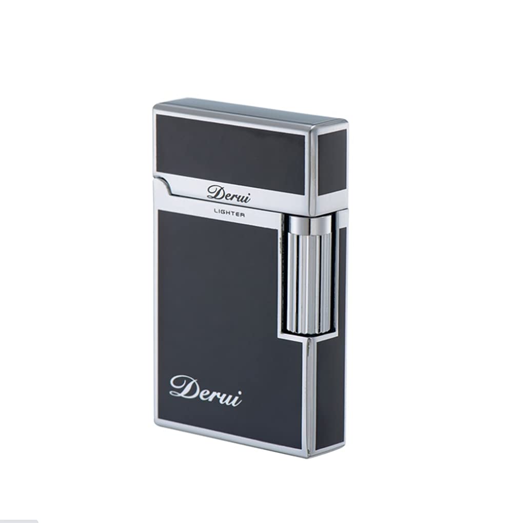 (Sold without Gas) Portable Lighter Butane Gas Refillable Soft Flame Lighter Gift (Silver)