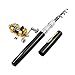HappyOutdoor Mini Portable Pocket Fish Rod Pen Aluminum Alloy Fishing Rod Pole Reel Combos (Black)