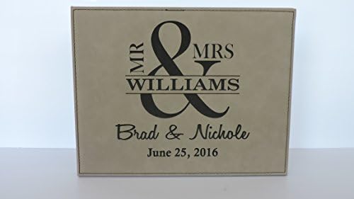 Leather Wall Decor (Tan) Mr and Mrs design Free Engraving