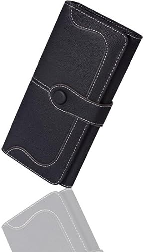 FXTXYMX Clutch Wallets Matte Leather Credit Card Holder Purse Buckle Wallet For Teen Girls and Woman (Black)