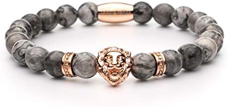 Voix Apparel® Lion Bracelet for Men and Women – Elegant Men's Accessory – Made of High Quality & Real Scratch-Resistant Onyx Beads – Lion Head – Ideal as a Gift Idea