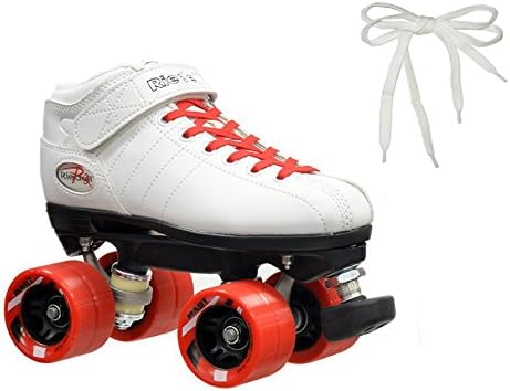Riedell R3 Peppermint White &amp; Red Quad Roller Derby Speed Skates w/ 2 Pair of Laces (Red &amp; White) (Mens 8)