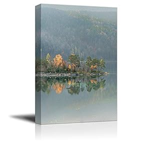 Canvas Wall Art for Living Room,Bedroom Home Artwork Paintings A Clear Calm Lake Ready to Hang - 12x18 inches