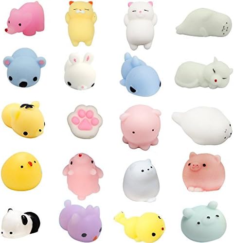 Suomer Squishy Toys, 20 Pcs Kawaii Squishies Mini Squishies Mochi Squishy Animals Stress Toys Panda Squishy Kawaii Squishy Cat Stress Reliever Anxiety Toys for Adults and Kids