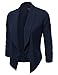 JJ Perfection Women's Lightweight Chiffon Ruched Sleeve Open-Front Blazer Navy 2XL