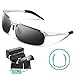 Pulabecs Men's Sports Style Polarized Sunglasses Driver Glasses Unbreakable Frame PS071 (Silver Frame Black Lens, Clear)