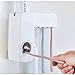 HaloVa Toothpaste Dispenser, Automatic Dustproof Toothpaste Squeezer and Toothbrush Holder Set, Hands Free Toothpaste Squeezer with Sticky Suction Pad for Family Washroom Bathroom, White