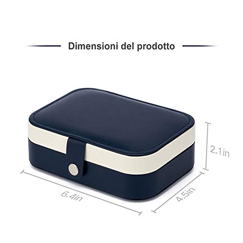 LOBKIN Scatole portagioie Gioielli da Viaggio da Donna Organizzatore Organizzatore Gioielli Scatola immagazzinaggio Piccole Dimensioni Scatola di Gioielli per Anelli Orecchini Collane Bracciali (Blu)
