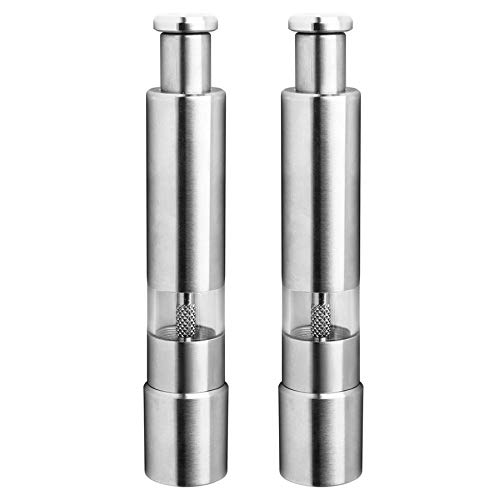 Dciustfhe Salt and Pepper Mill Set, Steel Salt and Pepper Grinder Durable One Hand Operation 2 Pack