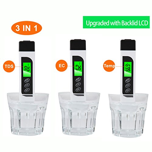 Water Quality Tester, 3 in 1 Professional TDS Meter, EC and Temperature Meter, Digital Water Quality/ Purity Tester for Tap Water, Drinking Water, Aquarium + pH Test Strips 100ct - Tests Body pH Level