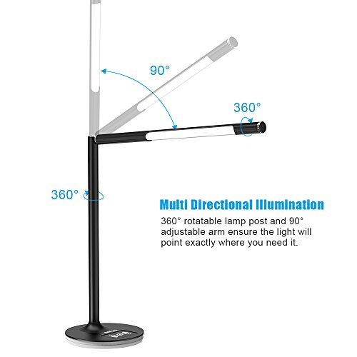 Brilex Led Table Lamp Dimmable Desk Lamp With Usb Charging Removable Stand 360 Degrees Adjustable Holder Touch Control With 3 Lighting Modes