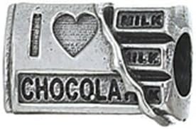 Zable Sterling Silver I Love Chocolate Pandora Compatible Bead/Charm