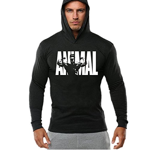 Yeehoo men s workout fitness hooded animal tops shirt bodybuildin…