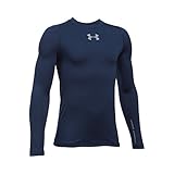 Under Armour Boys' ColdGear Armour Crew, Midnight Navy/Steel, Youth Large